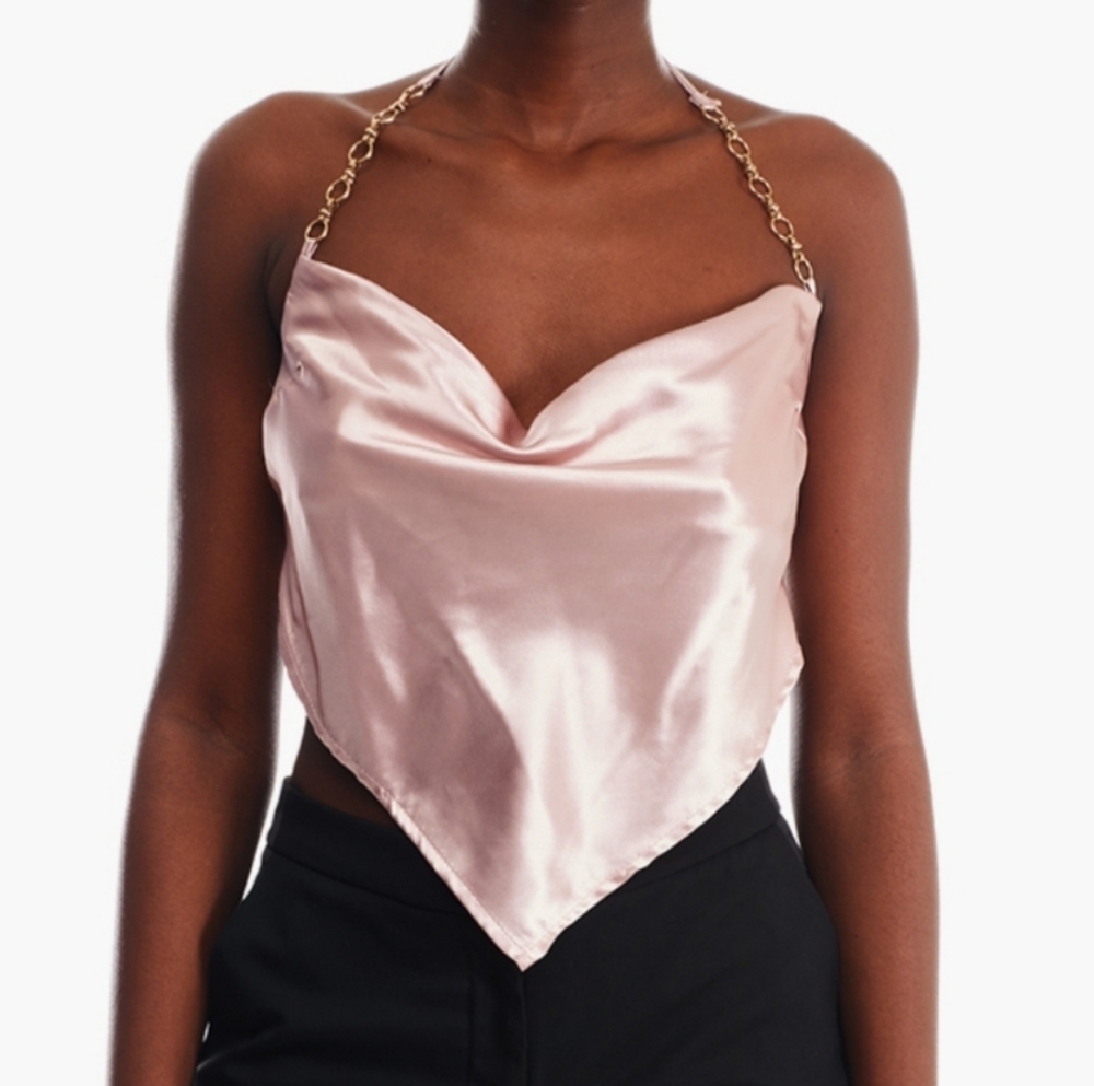 Forever 21 Rose Gold Chain-Strap Bandana Camisole, Y2k